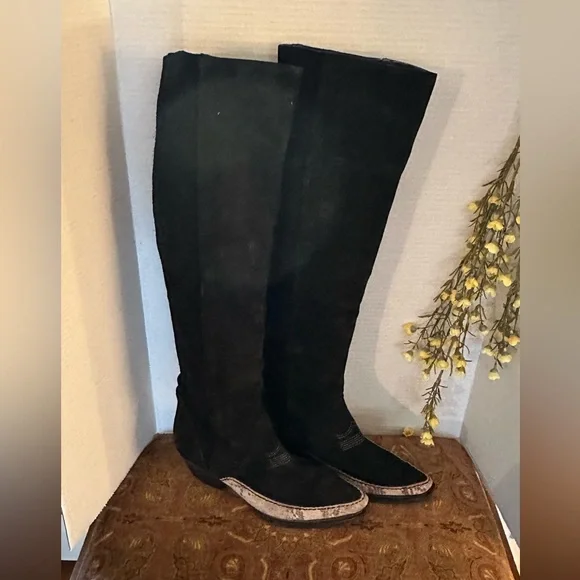 Free People Sterling Western Tall Black Boots
